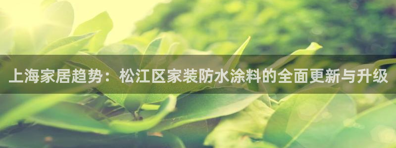 和记国际开户网站：上海家居趋势：松江区家装防水涂料的全面更新与升级