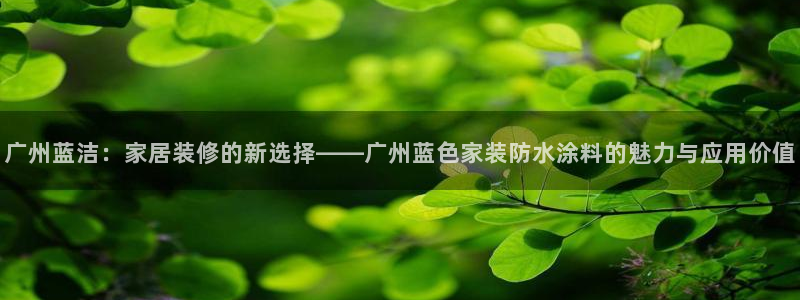 和记ag网页版：广州蓝洁：家居装修的新选择——广州蓝色家装防水涂料的魅力与应用价值